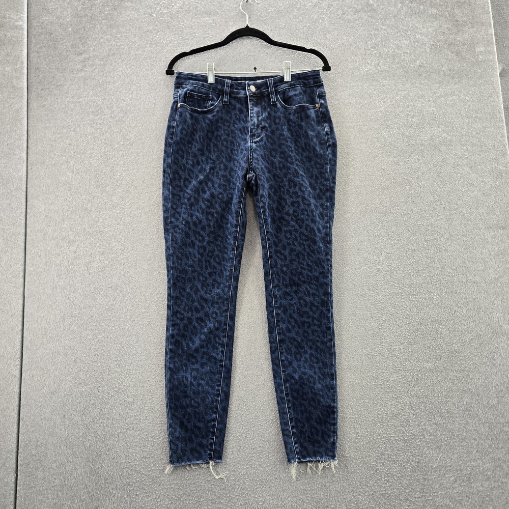 Judy Blue Women Jeans 7/28 Denim Animal Print Skinny JB88310 Raw Hem 27"